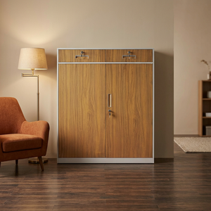 Minimalist Wooden Lockable <b>Storage</b> Cabinet with Adjustable Shelves for Office Use - Product Image 3