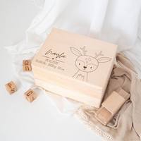 Boîte à souvenirs pour bébé en bois personnalisée avec nom, cadeau de naissance, cadeau de baptême, cadeau de Noël pour bébé fille ou garçon