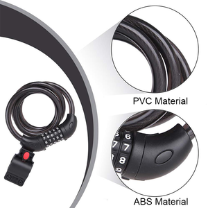 Serrure de <span class=keywords><strong>vélo</strong></span> en acier avec mot de passe et chaîne de câble antivol antivol, porte-vélos de sécurité - Product Image 6