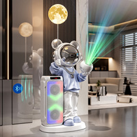 Grande figurine d'ours en résine, ornement de sol, haut-parleur karaoké, lampe de projection lune, peinte à la main, décorative moderne et minimaliste