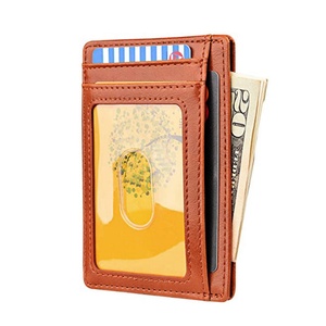 Minimalist Slim Business <b>RFID</b> <b>Blocking</b> Leather <b>Wallet</b> Front Pocket Card Holder Open Closure Anti-Theft Feature for Men Women - Product Image 5