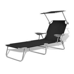 Chaise longue de plage pliable avec parasol intégré, légère, en métal, confortable et écologique - Product Image 5