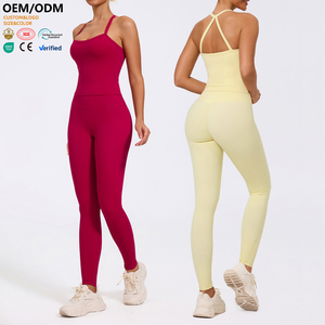 XW-XTTZ0708-1 Conjuntos de <span class=keywords><strong>Ropa</strong></span> para Recién Nacidos, <span class=keywords><strong>Ropa</strong></span> Deportiva de Alta Calidad, Tops sin Mangas para Mujer, Leggings de Entrenamiento con Efecto Levanta Glúteos, Conjunto de Dos Piezas - Product Image 1