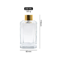 Bouteille vide de diffuseur de roseau en verre d'arôme d'huile de parfum de parfum carré décoratif de 200ml