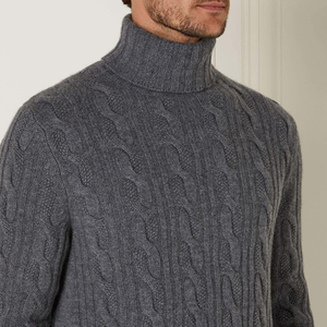 100% Pure laine hiver Standard ordinateur tricoté hommes cachemire à manches longues pull <span class=keywords><strong>col</strong></span> roulé <span class=keywords><strong>col</strong></span> rabattu lâche solide - Product Image 5