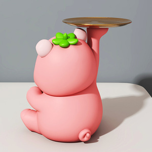 Llavero de Resina Pintado a Mano <span class=keywords><strong>con</strong></span> Diseño de Cerdo de Buena Suerte para el Año Nuevo Chino, <span class=keywords><strong>con</strong></span> Bandeja de Almacenamiento para Decoración de Entrada, Precio de Fábrica Económico - Product Image 6