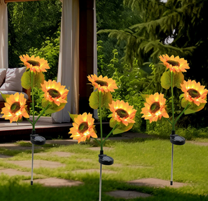 Lampe solaire décorative LED en forme de tournesol artificiel pour jardin, clôture, pelouse, cour et aménagement paysager - Product Image 6