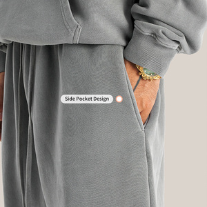 <span class=keywords><strong>Pantaloni</strong></span> Casual da Uomo <span class=keywords><strong>di</strong></span> Alta Qualità, Lavati, Foderati in Pile, Taglio Dritto, 360 Grammi, Jogger Oversize Pesanti - Product Image 4