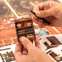 Nouveau Style Dollhouse Bibliothèque Décoration Livre Nook Étagère Insert Livre Nook Kit avec LED Veilleuse