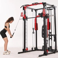 Station de musculation multifonctionnelle tout-en-un en acier inoxydable pour usage domestique, avec Smith Machine, Crossover à câbles et Power Rack, gain de place