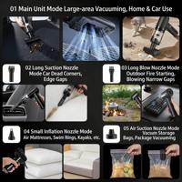 Aspiradora de Mano 3 en 1 Recargable por USB con Batería Sin Escobillas de 20000 Pa, Aspiradora Portátil Inalámbrica con Función de Soplado y Succión para Automóvil