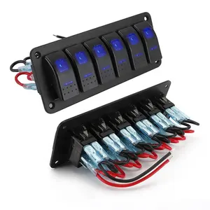 Wintai-TECH 6 gang rocker kép 12V LED thanh ánh sáng bảng chuyển đổi 3 prong thắp sáng Rocker chuyển đổi biển Rocker bảng chuyển đổi