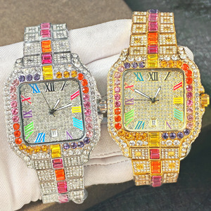 <span class=keywords><strong>2026</strong></span> Rainbow <span class=keywords><strong>Ice</strong></span> <span class=keywords><strong>Watch</strong></span> voor heren Luxe quartzhorloges Man Fashion Hip Hop Full Diamond Polshorloge Dropshipping - Product Image 6