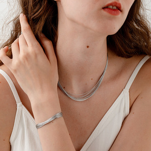 simple fashion versatile multi layer stackable design <b>bracelet</b> elegant high end stainless steel 18k gold plated necklace jewelry - Product Image 1