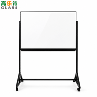 Tableau blanc magnétique mobile pour salle de classe 36x48' avec plateau à marqueurs intégral en verre trempé 4mm et structure en fer robuste