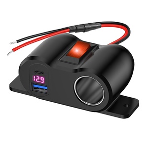 12V-24V 90W dual PD3.0 <span class=keywords><strong>USB</strong></span> C 36W y QC3.0 18W 3 puertos enchufe de cargador de coche con interruptor y montaje en panel de encendedor de cigarrillos para coche RV - Product Image 2