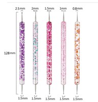 Stylo à double pointe en acrylique pour nail art, 5 pièces par lot, stylo à points