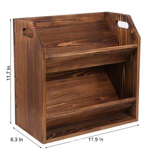 Caja de almacenamiento de escritorio de madera, organizador de revistas de 3 capas para decoración del hogar y la oficina - Product Image 4