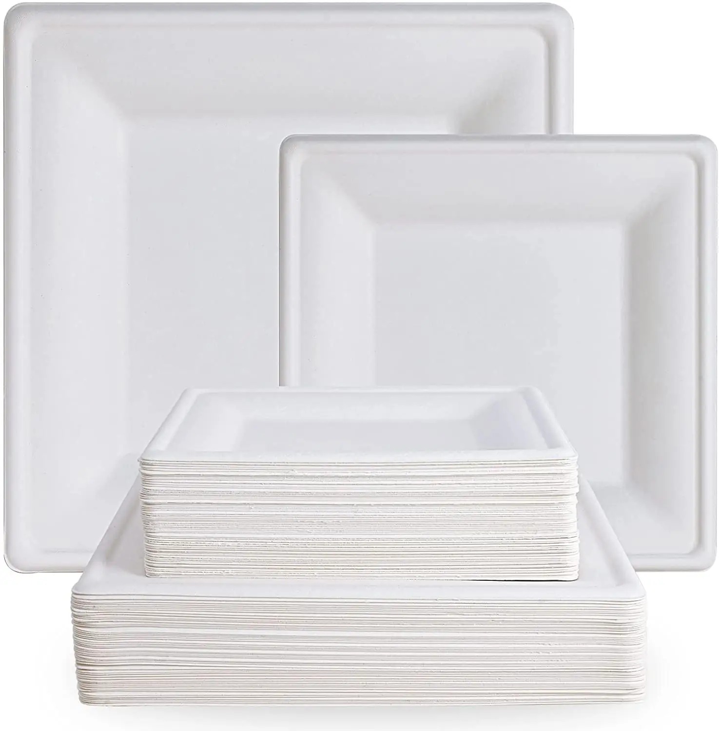 10 Inches White Salad Dessert Plates Square Disposable Party Plates sugarcane bagasse square plates 6 inch 8inch