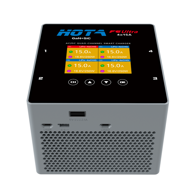 Hot HOTA F6 Ultra Dual-Mode 4-Channel 4-Port Smart Balance Charger 1000W High-Power Lithium Battery USB Output 5V/2.1A Universal