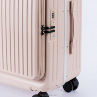 Valise à roulettes rigide à ouverture frontale avec port USB, élégante et luxueuse, personnalisable (OEM) pour voyages