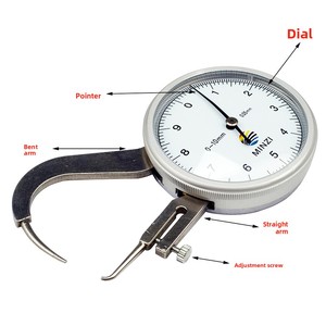 Calibre de mesure de l'épaisseur à cadran 0-10 mm, tête ronde et mâchoire pointue - Product Image 1