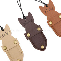 Marque-page créatif en cuir PU en forme de chat mignon avec porte-stylo, accessoire de lecture multifonctionnel, clip de page portable