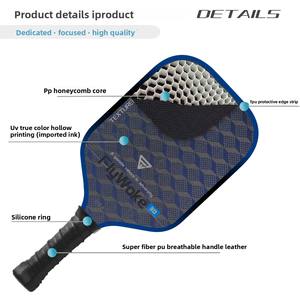 Raquette de pickleball HB noire et bleue 3D avec surface mate texturée pour le contrôle de la balle et le spin - Product Image 4