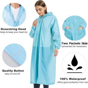 Outdoor Hiking EVA Adult Child <strong>Raincoat</strong> Thickened Waterproof Rain Poncho Coat <strong>Clear</strong> Transparent Outdooren Travel Rainwear - Product Image 3