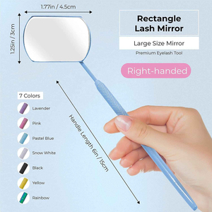 Espejos de pestañas con forma de rectángulo cuadrado de acero inoxidable Multicolor, espejo de inspección con logotipo personalizado para espejo de maquillaje de artista de pestañas - Product Image 2