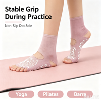 Chaussettes de yoga pour femmes à bout ouvert et talon ouvert, antidérapantes avec points de grip, pour Pilates et Barre, en tricot doux, antidérapantes, pour le fitness, logo personnalisé OEM