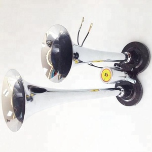 Klaxon d'air à double <span class=keywords><strong>trompette</strong></span> en zinc chromé pour tous <span class=keywords><strong>les</strong></span> véhicules 12V camions Lorrys Trains bateaux voitures fourgonnettes - Product Image 2