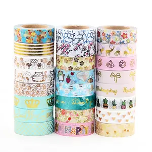 カスタムDIYヴィンテージ装飾粘着ホイルマスキングテープ日本の乳製品スクラップブッキング和紙テープ卸売