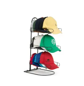 Présentoir de comptoir pour casquettes de Baseball, support métallique à 3 niveaux pour casquettes/chapeaux, étagère de rangement pour magasin de détail