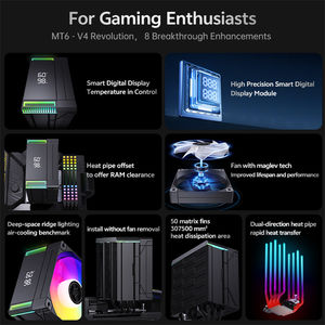 Sistema de refrigeración para servidor, radiador para computadora, ventilador con LED ARGB blanco, ventilador de refrigeración por aire para PC, enfriador de CPU para juegos con pantalla digital - Product Image 4