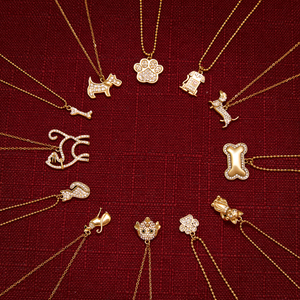 Collier J&D avec <span class=keywords><strong>pendentif</strong></span> animal mignon chaton, en acier inoxydable plaqué <span class=keywords><strong>or</strong></span> 18 carats, avec strass, os, patte, cristal, chiot Westie, <span class=keywords><strong>pendentif</strong></span> animal - Product Image 3