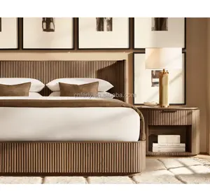 Sıcak satış Modern lüks otel kral klasik tasarım ev yatak odası mobilyası takım ahşap yatak