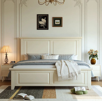Tempat Tidur Kayu Solid Mewah Ringan Gaya Italia, Tempat Tidur Utama Rumah Tangga Ukuran Kecil Warna Putih, Tempat Tidur dengan Penyimpanan