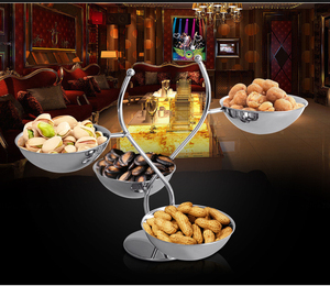 Piring makanan ringan logam baja tahan karat bulat piring tampilan kue buah sekali pakai dan berkelanjutan untuk kafetaria restoran - Product Image 3