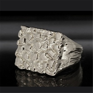 Anillo Cuadrado Estilo Nugget Bañado en Oro de 18k, <span class=keywords><strong>Joyería</strong></span> de Moda con Encanto y Personalidad <span class=keywords><strong>para</strong></span> <span class=keywords><strong>Hombre</strong></span>/Mujer - Product Image 3