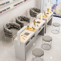 Table de manucure professionnelle moderne pour salon de beauté, en bois blanc, avec compartiments et prises indépendantes