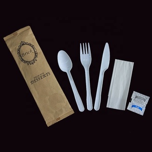 Juego de cubiertos de plástico desechables con servilleta, sal y pimienta, azúcar, cuchillo, tenedor, cuchara, juego de cubiertos con estuche, utensilios de comida para comer - Product Image 6