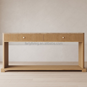 <span class=keywords><strong>Table</strong></span> <span class=keywords><strong>console</strong></span> à nervures FERLY Emperador avec tiroirs, <span class=keywords><strong>table</strong></span> moderne pour entrée, couloir, salon - Product Image 2