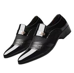 Chaussures de mariage pour hommes en cuir véritable, confortables, souples, à bout en acier, à plateforme, à lacets, avec design respirant - Product Image 4