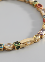 Z H Farbiges CZ Tennis-Armband Vergoldetes Messing Zirkon Trendiges Klassisches Geometrisches Unisex Modeschmuck Elegantes Statement-Accessoire