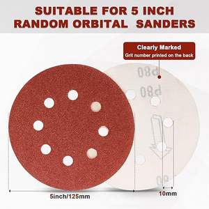 Disques abrasifs en oxyde d'aluminium à crochet et boucle de 9 pouces, 8 trous, grain 120, épaisseur 1 mm, OEM, <span class=keywords><strong>pour</strong></span> ponçage à sec du <span class=keywords><strong>bois</strong></span> et du plâtre - Product Image 3