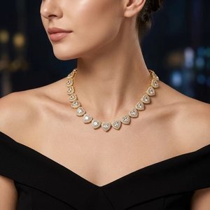 LUOYUNE - Cadenas de Latón Chapadas en Oro de 18K con Circonitas, Antideslustre, Delicadas, Hipoalergénicas, con Forma de Corazón Romántico, Regalo para Novia - Product Image 3