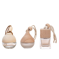 Flacons diffuseurs de parfum pour voiture de 6 ml, vides, suspendus, en verre avec bouchon à vis en bois, surface sérigraphiée