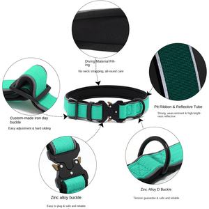 Surepet stevige polyester lint gevoerde reflecterende buis tactische hondenhalsband met knoopsluiting voor grote honden alle seizoenen handgemaakt - Product Image 6