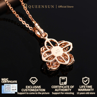 Collier pendentif trèfle à quatre feuilles en or rose massif 18 carats avec chaînes et diamants, style vintage filigrané, bijou de luxe pour cadeau de fête, joaillerie fine